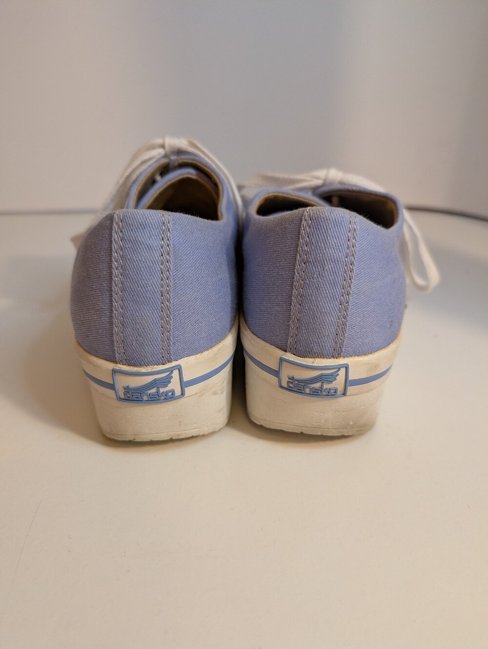 Light Blue Canvas Lace-Up Sneakers - Picture 4 of 10